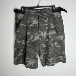Birdwell Beach Britches Cargo Utility Shorts Mens Small Grey Camo MA4007